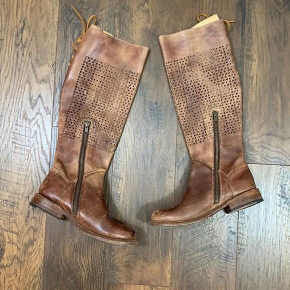 Bed Stu Cambridge Tan Driftwood Leather Knee High Boots Distressed - Picture 3 of 12